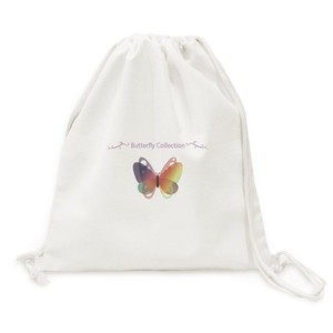 浅紫色蝴蝶剪影图案壁纸帆布背包购物旅行双肩拉带抽绳书包礼物