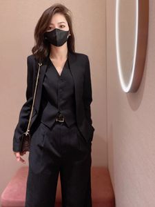 高级感马甲无领西装套装女2024春秋新款阔腿裤正装职场职业三件套