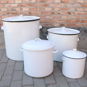 珐琅搪瓷汤锅大小号搪瓷汤桶 搪瓷茶桶22-50cm酸碱缸米面桶化验桶