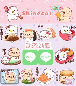 15动态24款中文食物寿司闪闪独角兽猫咪小猫小猪表情包素材
