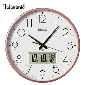 TELESONIC/天王星钟表挂钟自动对时电波钟大尺寸客厅大厅家用墙钟