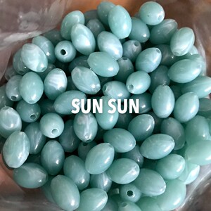 【薄荷糖】SUNSUN C 手工亚克力仿玉石桶珠 椭圆双色散珠饰品配件