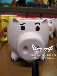 上海迪士尼国内代购玩具总动员粉色小猪火腿马克杯陶瓷杯水杯杯子