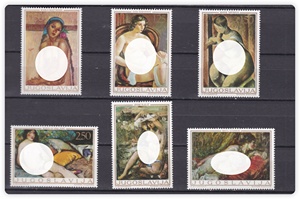 南斯拉夫 邮票 1969 馆藏绘画艺术人物 美女人体 雕刻版 6全 无贴