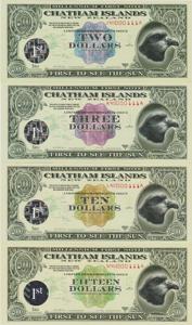 全新1999年 查塔姆群岛 2 - 15 纪念塑料钞白金签 4张111同号册装