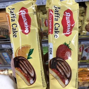 俄罗斯进口食品水果口味巧克力派 黄桃派 草莓 派橘子派 136g