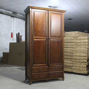 中式1.2米衣柜实木儿童移门卧室板木带抽1.6美式推拉门小户型衣柜