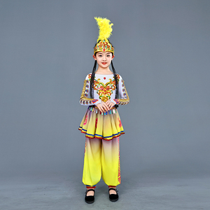儿童新疆舞民族演出服手鼓舞蹈服新疆维吾尔族阿孜古丽舞蹈演出服