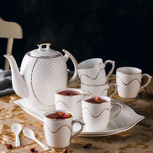欧式家用骨瓷水杯套装  陶瓷冷水杯壶茶具咖啡具创意凉水壶耐高温