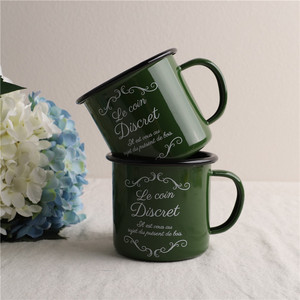 印象搪瓷 珐琅 复古军绿色加厚情侣杯珐琅咖啡杯奶杯茶杯水杯