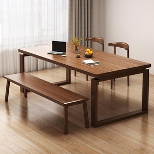 新中式餐桌家用吃饭桌子实木腿小户型长方形出租房商用餐桌椅组合