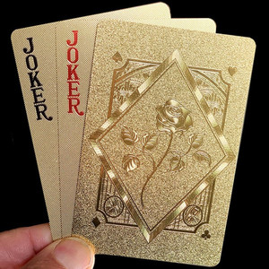 创意玫瑰土豪金箔塑料扑克牌 黄金色防水 双面磨砂镀金桌面扑克