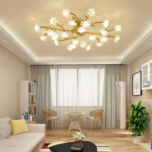 北欧树杈浪漫花朵LED客厅灯后现代简约主卧室灯具创意水晶吸顶灯