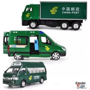 合金中国邮政车模型工程车回力面包车二八大杠自行车儿童男孩玩具