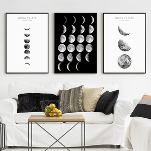 月食黑白抽象装饰画北欧简约现代沙发月亮日式客厅挂画月亮 简约
