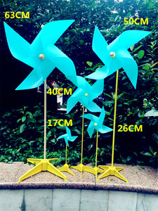 塑料四叶多巴胺蒂尼兰纯色风车旋转四角户外布置幼儿园玩具大风车
