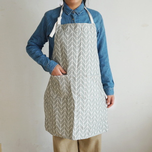 简约时尚布艺可爱纯棉防油清洁厨房家居工作服系带口袋半身围裙