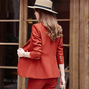 红色西装外套女小个子高级感时尚气质休闲西服套装女职业装工作服