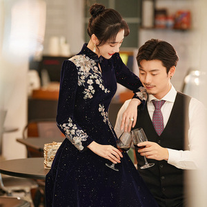 中式夏季演出服2024新款主持人晚礼服裙女宴会气质长款高级感旗袍