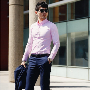 韩国代购 2023厚款淡粉色结婚新郎正品男士修身韩版全棉长袖衬衫
