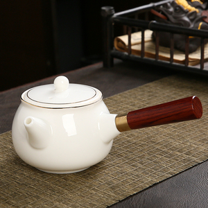 德化羊脂玉白瓷侧把茶壶功夫茶具套装陶瓷家用茶杯盖碗泡茶器单壶