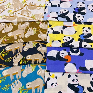 居家布艺面料日本进口KOKKA纯棉布料双层棉纱布头宝宝婴儿熊猫