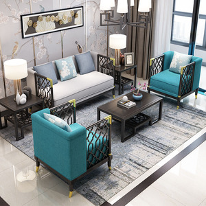 新中式沙发组合现代整装实木布艺沙发客厅酒店别墅样板房家具定制