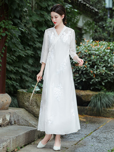 改良版汉服夏季仙气连衣裙中国风年轻款少女修身复古优雅古风裙子
