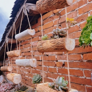 多肉花盆花槽盆栽长方形原木实木花盆创意花盆挂壁木槽多肉创意瓶
