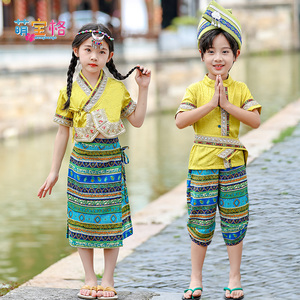 傣族服装儿童女男童西双版纳民族服饰云南泼水节男男孩套装衣服