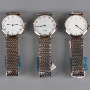 男士女士钢带手表 简约风钻石手表 无秒针手表石英机芯不锈钢手表