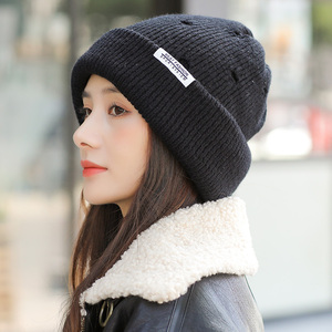 帽子女冬季保暖韩版针织帽时尚洋气2024新款毛线帽百搭月子堆堆帽