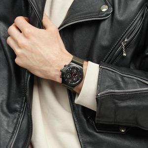 斯沃琪Swatch手表美国代购中性休闲时尚石英腕表三眼计时黑色表盘
