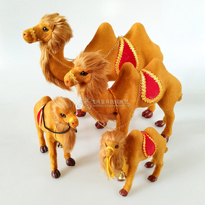 骆驼仿真模型皮毛小动物摆设摆件内蒙古沙漠旅游纪念品手工艺品