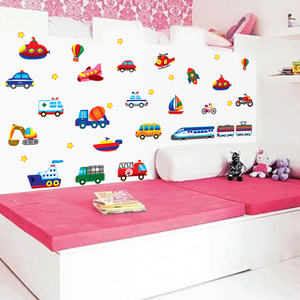 卡通小汽车墙贴纸男孩卧室儿童房墙壁贴画幼儿园教室布置装饰墙纸