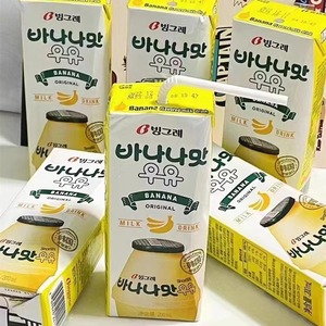 韩国进口饮料binggrae宾格瑞草莓味牛奶饮料蜜桃香蕉果味早餐饮品