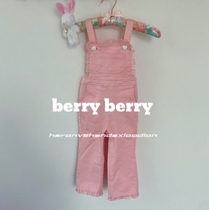 韩国童装代购2023Berry春夏新款女童洋气百搭蕾丝边背带连体裤