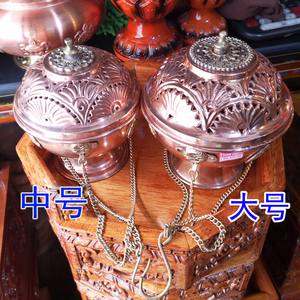 西藏挂式纯铜薰香炉吉祥图案室内藏族镂空炉烟供香炉铜炉