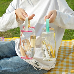 透明化妆包大包收纳包PVC手提防水洗漱包大容量笔袋文具袋果冻包