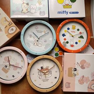 日本T'S FACTORY静音挂钟Miffy卧室书房儿童房钟表猫咪带钟摆时钟