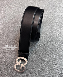 罐头名品 Gucci古驰 男徽标双G扣皮革针扣时尚皮带 7458260YA0N