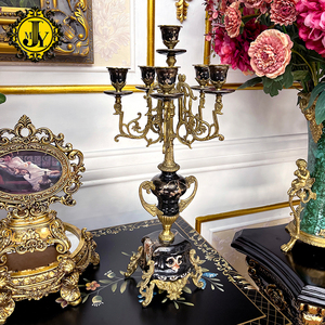 铜陶瓷高档法式别墅复古精致烛台欧式客厅玄关餐桌美式装饰摆件