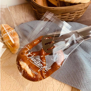 透明英文面包 欧包泡芙吐司甜甜圈自封包装袋 餐包打包面包袋子
