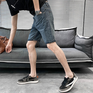 26号加小码瘦版牛仔短裤男夏季修身直筒潮流中裤27款矮个子五分裤