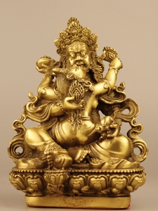 纯铜藏佛黄财神密宗双修佛像摆件双身像藏巴拉藏传供奉欢喜佛雕塑