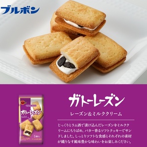 日本本土人气网红BOURBON布尔本朗姆酒渍葡萄干奶油黄油饼干10枚