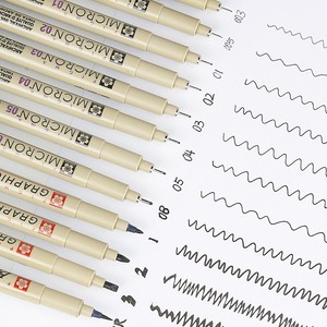 日本SAKURA樱花针管笔套装黑色水性防水0.8漫画勾线笔手绘图笔0.1