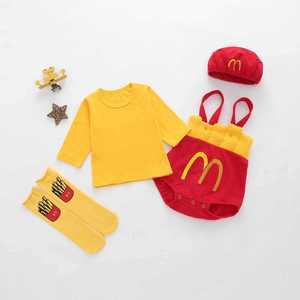 麦当劳衣服婴儿套装宝宝连体哈衣服男女搞怪搞笑拍照相萌薯条夏装