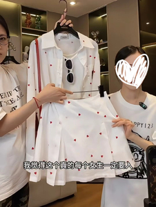 【小爱心】夏季新款设计感两件套卡通猫和米老鼠衬衫休闲宽松套裙
