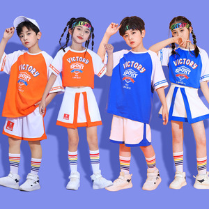 儿童爵士舞服装幼儿园短袖合唱服小学生运动会开幕式啦啦队表演服